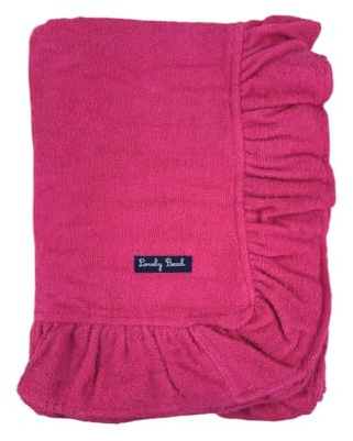 Seamar Telo Mare Miss Frilly Spugna Velour 100% Cotone Asciugamano da Spiaggia Tinta Unita Misura 100x180 cm (Fucsia)