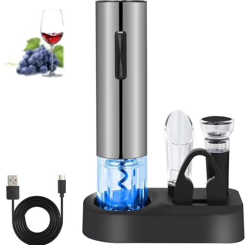 Set Di Cavatappi Elettrici, Cavatappi Automatico Ricaricabile Per Uso Domestico Con Tagliacapsule, Tappo A Vuoto, Versatore Per Vino, Set Raffinato Per Gli Amanti Del Vino