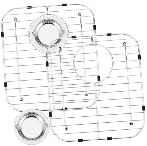 SHINEOFI 2pcs Stainless Steel Sink Rack Metal Kitchen Sink Bottom Grates for Drying Dishes Protectors Dish Racks