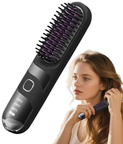 Plancha Alisadora Recargable,Cepillo Rizador para Cabello | Plancha de Pelo Portátil 2 en 1 Sin Cable con 3 Temperaturas Ajustables
