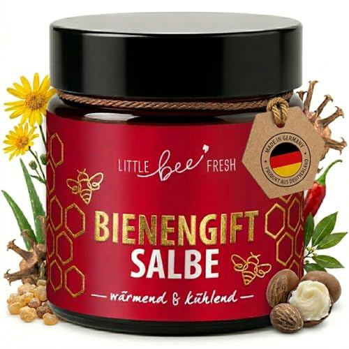 little bee fresh Bienengiftsalbe aus Deutschland (wärmend & kühlend) mit Arnika, Chili, Teufelskralle, Aloe Vera & Shea Butter | hochdosierte Bienengift Creme | 100% Imkerqualität