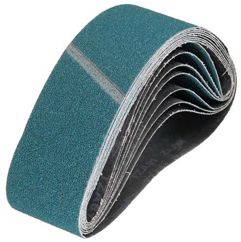 sourcing map Bandas de lijado de 100 mm x 915 mm, 12 piezas de lija de circonita de grano 40/60/80/120 para lijadora abrasiva para carpintería, pulido de metal, afilador de cuchillos