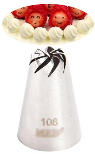 PUZYI 10pcs 8-Tooth Dripping Nozzle Stainless Steel Decorating Tip Cake Cream Piping Tool for Petal Effects Cupcake Cookie Cake Decorating