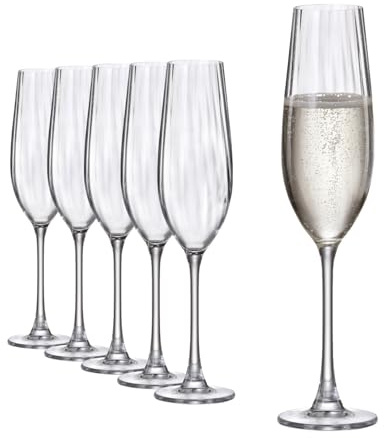 Sahm Columba Optic Sektgläser 6er Set - Premium Gläser Set 260 ml - Stilvolle Champangergläser – Sektgläser für Hochzeit & Feiern