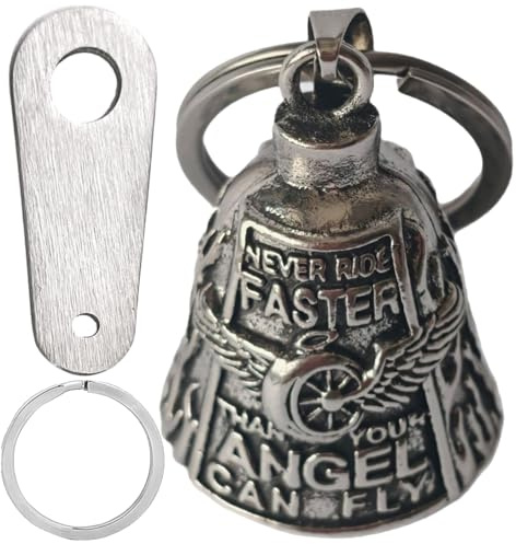 YAOYYG Clochette Moto Guardian Ride Bell, Cloche De Ailé À Motif D'Ange | Clochette Moto Porte Bonheur En Acier Inoxydable, En Forme D'ange Gardien À Suspendre Avec Porte-clés