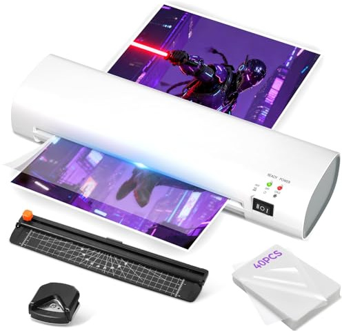A4 Thermal Laminator with Trimmer & Corner Rounder, 9 Inch P=ortableTech &Laminator Machine for Home, Office, School, Business, Anti-Jam40 Sheets Included