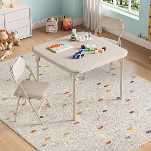 Aptliton 3-Piece Foldable Children's Activity Table & Chair Set, Lightweight Play Furniture for Toddlers with PU Leather Surface - Ideal for Dining, Crafts & Learning Activities