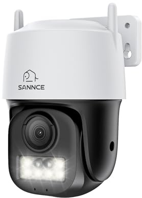 SANNCE 3K PT PoE Überwachungskamera Aussen, Farbnachtsicht, 350° Schwenk | 90° Neige Kamera Überwachung Innen, Personen/Fahrzeugerkennung, 2-Wege-Audio, IP66, nterstützt microSD-Karte (ohne Karte)