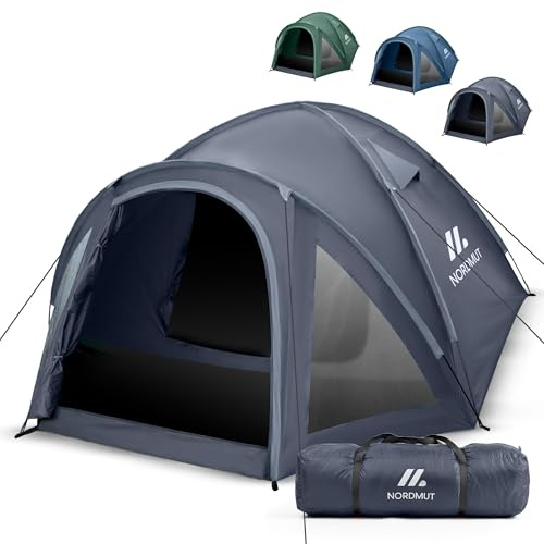 NORDMUT® Tente de Camping 4 Personnes Étanche & Légère – Tente Dôme avec Avant-Toit Fermable – Tente 2-4 Personnes avec Excellente Circulation d’Air & Petit Volume de Transport
