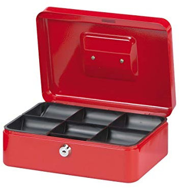 MAUL Geldkassette 56113, rot, herausnehmbarer Münzeinsatz aus Kunststoff, Sicherheitsschloss mit 2 Schlüsseln