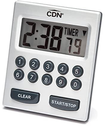 CDN Direct Entry 2- Alarm Digital Kitchen Timer | Counts Up & Down, 10 Hours by Hours, Minutes & Seconds, Big Digit, Loud & Long Audio/Vibrate Alarm, Stand, Hang, Magnet Mounting - TM30