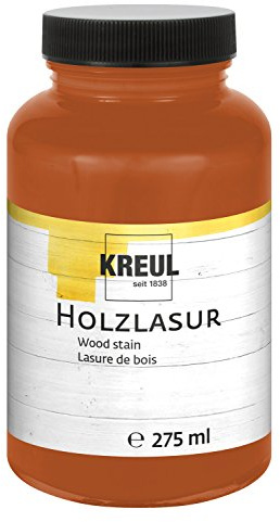 Kreul 78214 - Farbintensive Acryl Holzlasur, 275 ml Kunststoffglas in cognac, für unbehandeltes, natürliches Holz und saugende Naturpapiere, fließend - flüssige Farbe auf Wasserbasis