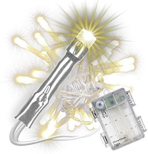 Nipach Lichterkette 50 LED warm-weiß - für Innen + Außen - Batterie Partydeko