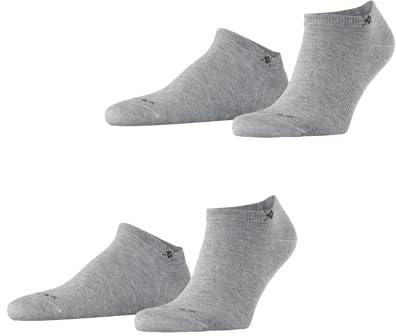 Burlington Everyday 2-pack mäns sneakerstrumpor av mjuk kammad bomull, Grå (ljusgrå 3400), 40-46 EU