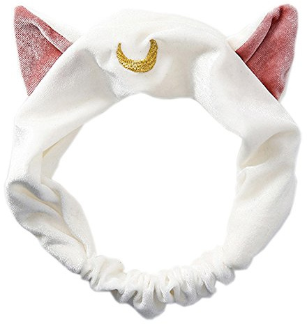 Cat Ears Makeup Cosmetic Shower Elastic Hair Band Headband for Women Men Girls Head Wrap Accessories TS12 (White)