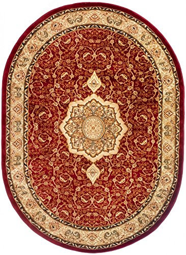 Carpeto Teppich Oval Orientteppich Rot 140 x 190 cm Medaillon Konturenschnitt Muster Iskander Kollektion