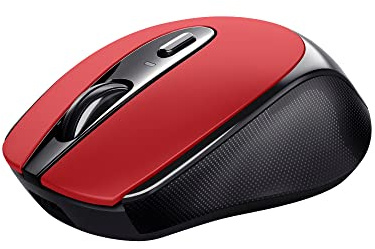 Trust Zaya Mouse wireless ricaricabile (Microricevitore USB riponibile ne mouse, 4 pulsanti, 800-1200-1600 dpi, Porta USB-C per ricaricare la batteria) Rosso