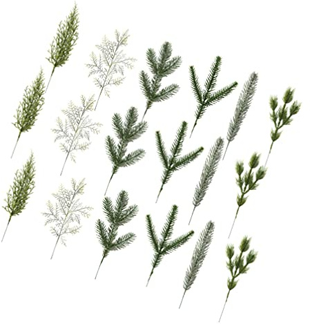 EXCEART 18pièces Noël Artificielles de Pin Décoratives pour Maison Mariage Fêtes Décoration de Table Aiguilles de Pin Vertes Plusieurs Styles