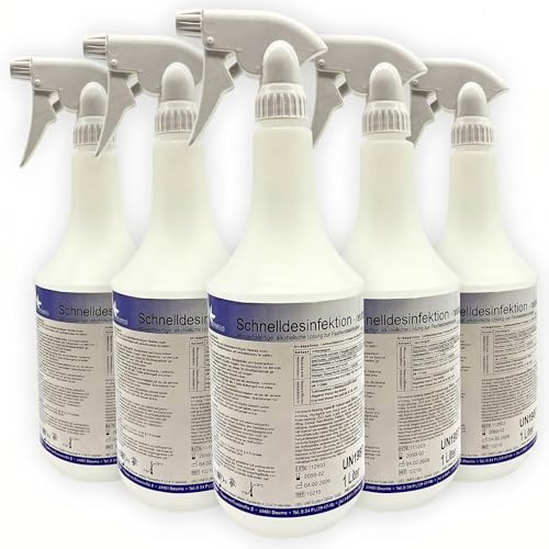 KK Schnelldesinfektion Spray Duft Neutral – Hochwirksames Desinfektionsmittel 5x 1L Flasche für Flächen & Oberflächen – Wirksam gegen Bakterien, Viren & Pilze – Ideal für Haushalt, Praxis & Gewerbe