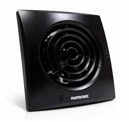 Fantronix Environment 100 mm Extractor de Baño Silencioso con Temporizador Ventilador Bajo Consumo 7.5W Ventilación Potente Impresionante de 97 m3/h para Cocina Ducha Dormitorio Oficina - Negro