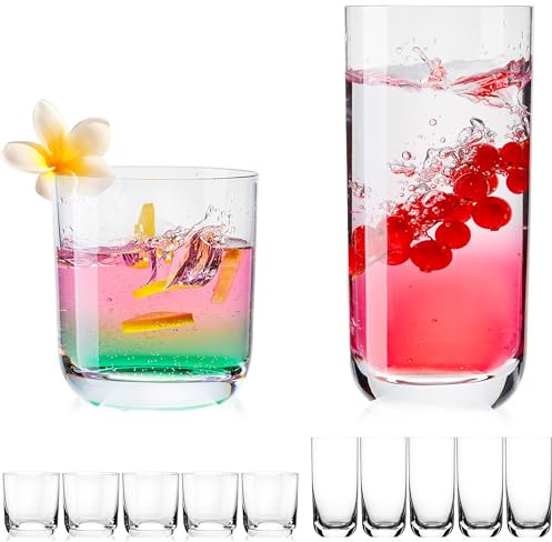 IMPERIAL glass Trinkgläser aus Glas 330ml & 420ml Set 12-Teilig Wassergläser Saftgläser Getränkeglas Trinkglas Gläserset