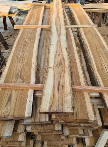 SCHWARTENBRETTER TEAK TEAKHOLZ BRETT BOHLE UNBESÄUMT RUSTIKAL ZAUN 100cm (10)