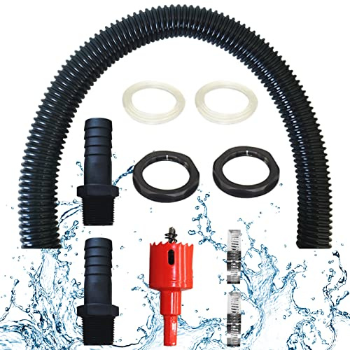 Regentonnen Verbindungsset aus Kunststoff 3/4 Zoll Regentonnen Verbindungsschlauch,100cm Verbindungsschlauch für Regenwasser Tonnen Zubehör mit 2 Schlauchmuttern,2*Rain Butt Anschluss,2 Klemmen