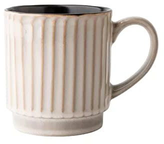 Taza De Café, Taza Grande De Cerámica, Taza De Desayuno, Taza De Café De Rayas Verticales Vintage Con Asa, Adecuada For Café, Leche, Jugo, 500ML