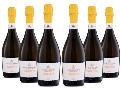 Cantina Castelli Modenesi Pignoletto DOC frizzante, Vino bianco dal Gusto Morbido e Profumo Fresco e Fruttato, 11% Vol., Confezione da 6 bottiglie da 750 ml