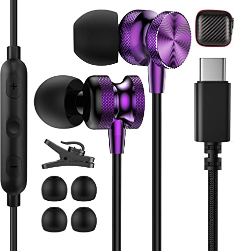 USB C Headphones Magnetic for Samsung A57 A37 A17 A16 A56 A36 S26 Ultra S25 | USB C Earphones with Mic In-Ear Headphones Wired Earbuds USB Type C Earphones for iPhone 16e 17 Pixel 10a 9a 8a Poco X8 Pro