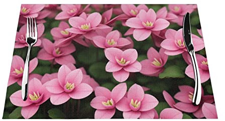 Cyclamen Flower hitzebeständiges, rutschfestes Vinyl gewebtes Tischset, 6 Stück, langlebiges, waschbares PVC-Tischset für den Innen- und Außenbereich, 30,5 x 45,7 cm