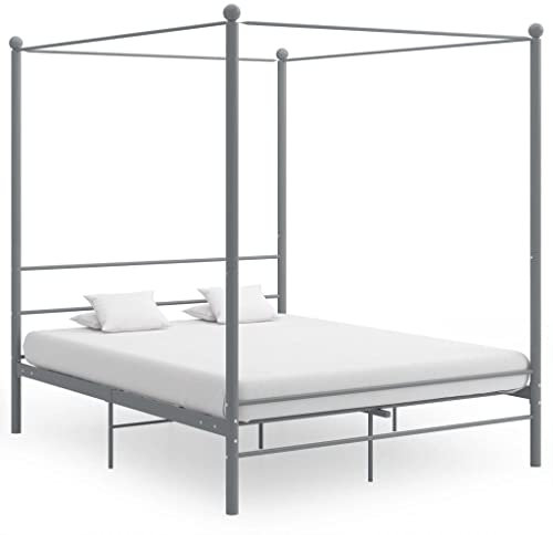 INLIFE Himmelbett Grau Metall 160x200 cm,24.3kg,325065