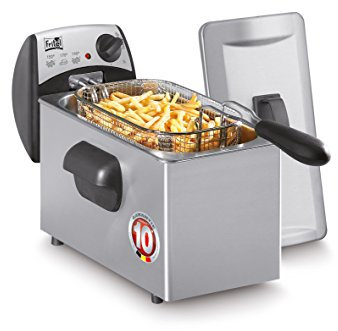 FRITEL Fritteuse FR 1355 – Frittierpfanne/Fritteuse – 3 l – 2200 W – komplett aus Edelstahl – Staubschutzdeckel – 2 bis 4 Pers. – Nur Öl
