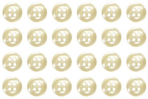 Pack of 24 Natural Sew on 11mm Round Buttons for Shirts Blouses Flat 4 Holes 18L