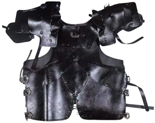 Harilla Mittelalterlicher Brustpanzer, Körperpanzer, PU-Lederweste, geprägt, Cosplay, Ritter, Steampunk, Larp, Party, Cosplay, Zubehör, Brustpanzer,