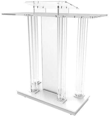 ESOYAWE Kirchen Podium Kanzeln Transparentes Acryl Stehpult, Tragbares Mobiles Rednerpult Schreibtisch, Präsentationspodien Mit Leseplattform, Für Konferenz, Auditorium, Klassenzimmer, Hochzeit