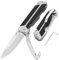 YiMai Klappmesser Zweihandmesser, Klappmesser Gurtschneider und Wellenschliff, Scharfer Outdoor Messer, Rescue Messer für Unfallsituationen für Camping Survival (Schwarz&grau)