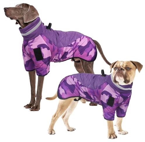 OCSOSO Hundemantel Winter, Hundejacke Hundepullover für Mittlere Große Hunde - Wasserdicht Winterjacke Tarn Hund Thermomantel, Wintermantel Jacke Hunde Mantel mit Beinen (Lila, 3XL)