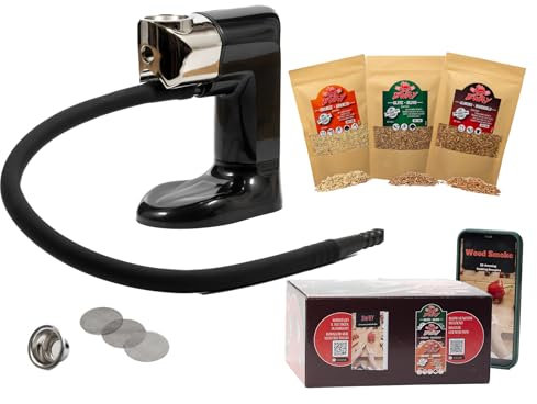 BWAY Affumicatore da Cucina Professionale - Affumicatore a Freddo con Omaggio 3 Aromi di Trucioli per Affumicatura - Smoking Gun per Whisky con Incluso eBook 20 Ricette