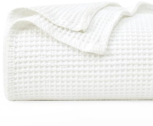 PHF Coperta in 100% cotone, 220 x 240 cm, leggera e traspirante, perfetta per l'estate, certificata Oeko-TEX®, qualità della biancheria da hotel, ideale per divano, letto, crema