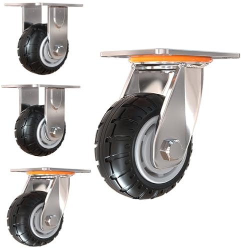 4er Set Lenkrollen Mit Bremse, Möbelrollen Klein Mit Max, Gummierten Räder, Keine Spuren & Leise Verriegelnde Lenkrolle, Doppelrollen für Innen Und Außen ( Size : 5in(2steerable 2non-steerable) )