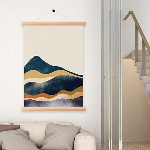 Magnetisch Posterschiene, Magnetische Posterrahmen Mit Lanyard, Magnet Magnetische Holz Poster Aufhänger, Holz Posterleiste, Posterleiste Posterleisten Posterschiene für Wandbilder (Buche 21cm)