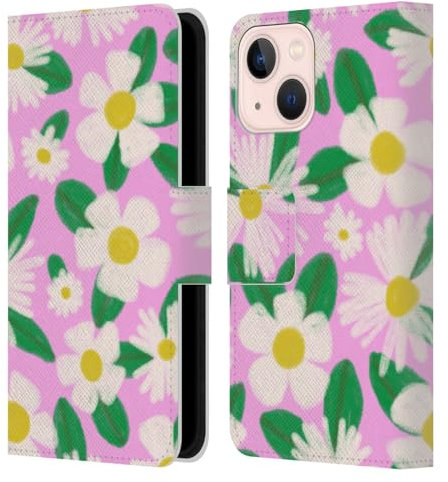 Head Case Designs Licenza Ufficiale Gabriela Thomeu Big Blooms Rosa Floreale Custodia Portafoglio in Pelle Compatibile con Apple iPhone 13 Mini