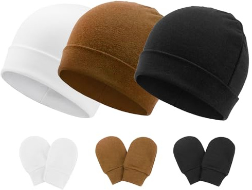DRESHOW Neugeborenes Baby Mütze Hut und Handschuhe Set Beanie Bekleidung Unisex Infant Hut Kindergarten Mütze Baby Jungen Mädchen 0-6 Monate
