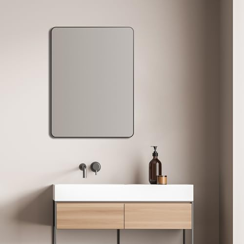 Talos Picasso Miroir Design Noir 60 x 80 cm – avec Cadre en Aluminium de qualité supérieure pour Une Ambiance intemporelle – Miroir de Salle de Bain et Miroir Mural Parfait