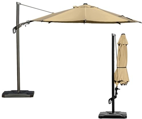 Abba Patio 10FT Vienna Offset Patio Umbrella Outdoor Cantilever Umbrella with 360° Rotation Design and Easy Tilt Adjustment UV 50+ Protection 8 Ribs for Backyard Garden Deck Pool Patio, Brown