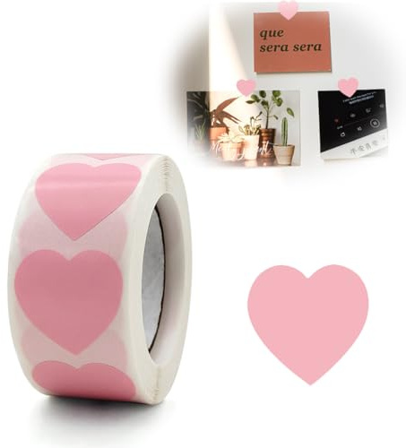 LJFEA Transparente rosa Herzaufkleber, Markierungspunktefür Kennzeichnung im Büro 25 mm breit 500 Stück