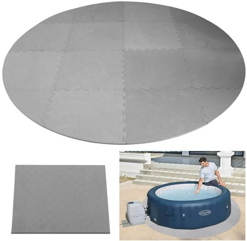 ISXACFF Tapis de protection rond pour jacuzzi de 195,6 cm d'épaisseur - Tapis de protection emboîtable en mousse pour spa et piscine - Protection de sol gonflable pour intérieur et extérieur