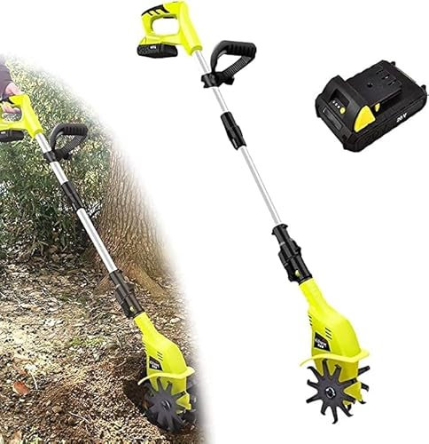 Motozappa da Giardino, Motozappe, Coltivatore Elettrico a Batteria da 20 V, Leggero, Lavoro in 60 Minuti, Motozappa da Giardino a Batteria, Asta Retrattile da 97 cm-127 cm, Coltiva