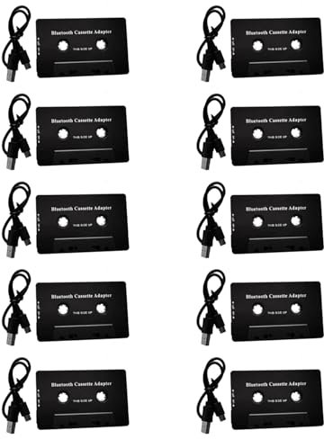 Jasaly 10X Universal Cassette Bluetooth 5.0 Audio Car Tape Aux Adaptador EstéReo con MicróFono para TeléFono MP3 AUX Cable Reproductor de CD